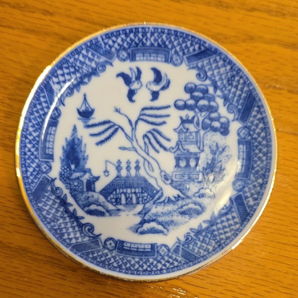 Blue Willow Trinket Dish Plate 3.6 Inch Diameter Made In Taiwan ROC Vintage